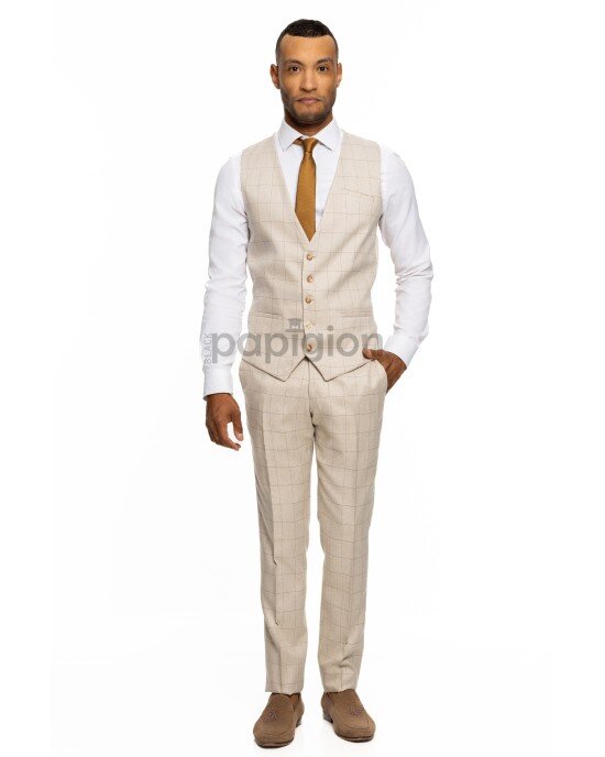 Κοστούμι Dezign μπεζ SLIM FIT