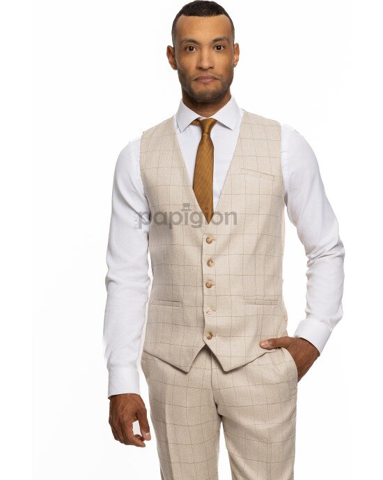 Κοστούμι Dezign μπεζ SLIM FIT