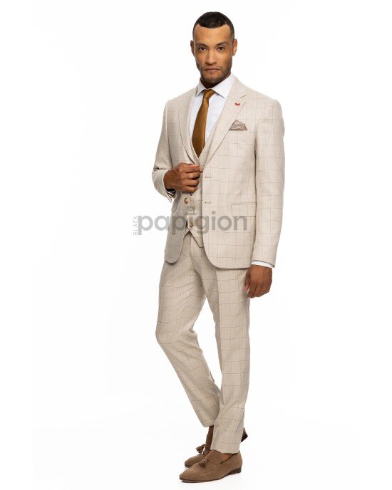 Κοστούμι Dezign μπεζ SLIM FIT