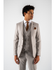 Κοστούμι Black Papigion Katania μπεζ με ρίγα γαλάζια SLIM FIT