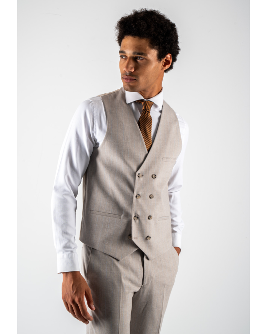 Κοστούμι Black Papigion Katania μπεζ με ρίγα γαλάζια SLIM FIT