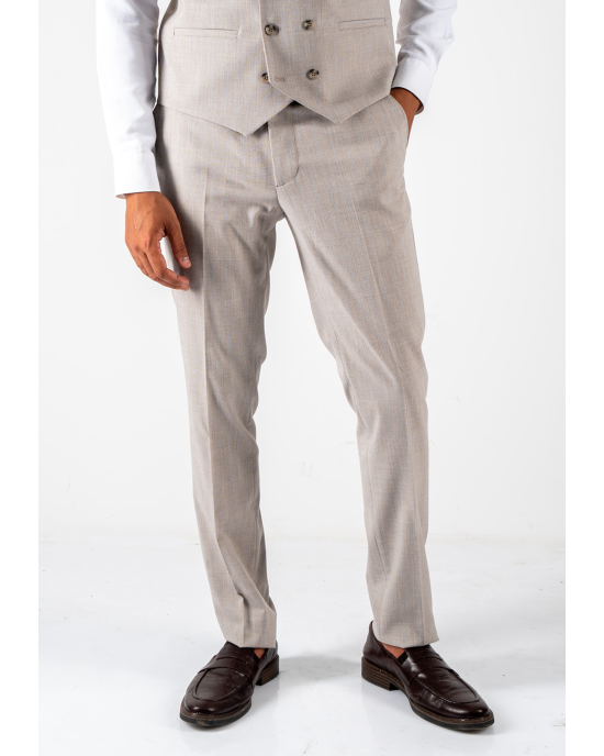 Κοστούμι Black Papigion Katania μπεζ με ρίγα γαλάζια SLIM FIT