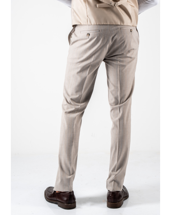 Κοστούμι Black Papigion Katania μπεζ με ρίγα γαλάζια SLIM FIT