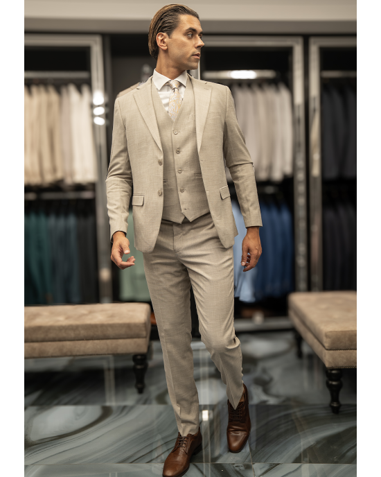 Κοστούμι Artisti Italiani μπεζ SLIM FIT