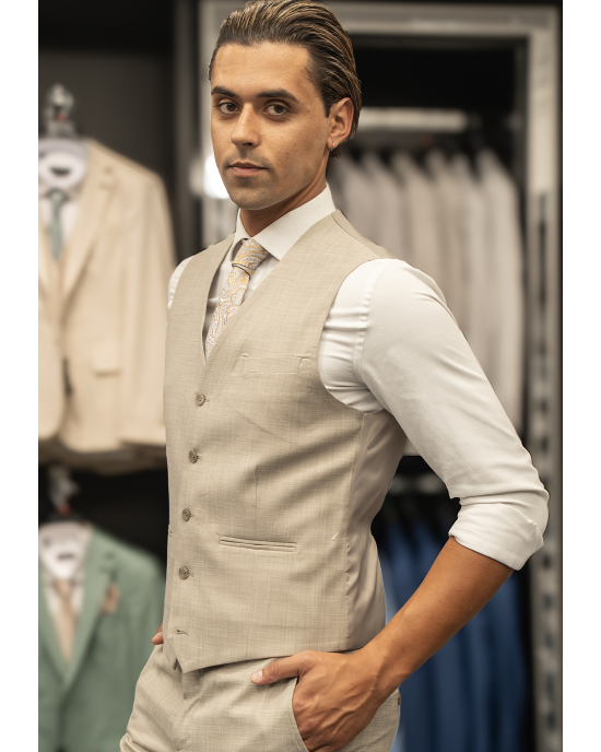 Κοστούμι Artisti Italiani μπεζ SLIM FIT