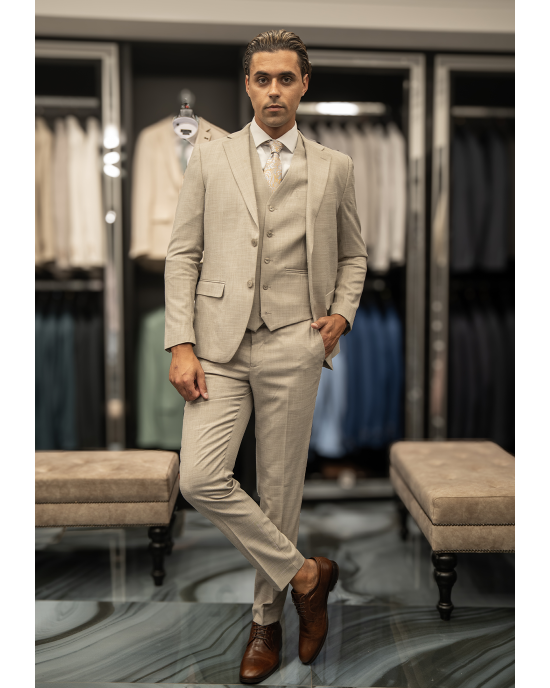 Κοστούμι Artisti Italiani μπεζ SLIM FIT