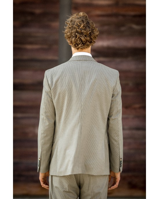 Κοστούμι Dezign μπεζ καρό SLIM FIT