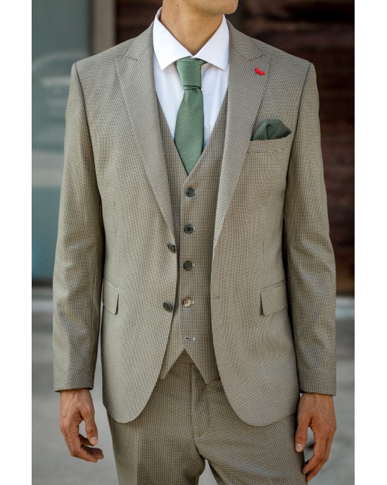 Κοστούμι Dezign μπεζ καρό SLIM FIT