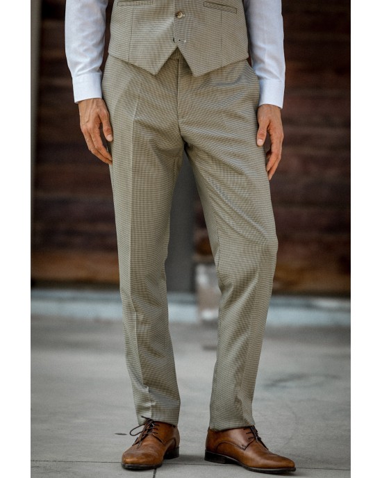 Κοστούμι Dezign μπεζ καρό SLIM FIT