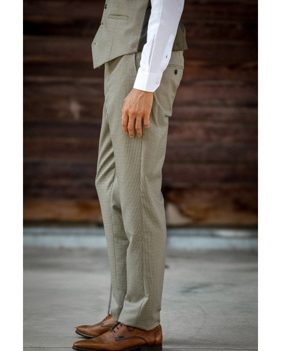 Κοστούμι Dezign μπεζ καρό SLIM FIT