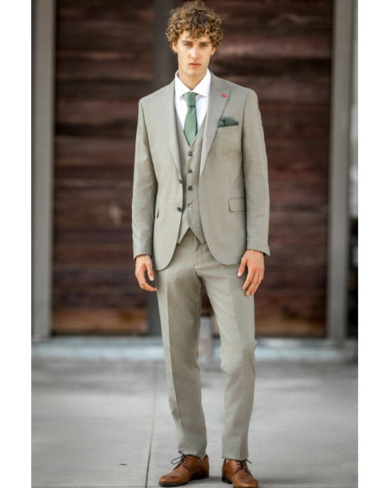 Κοστούμι Dezign μπεζ καρό SLIM FIT