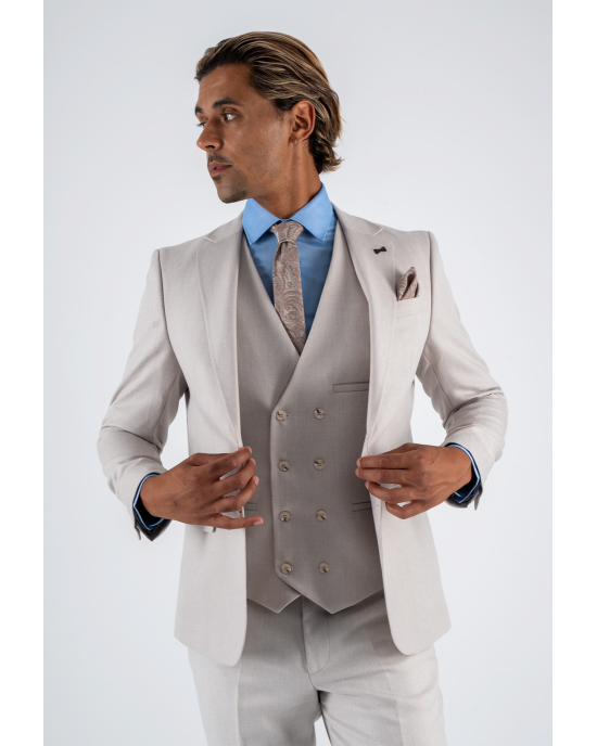 Κοστούμι Black Papigion Novara μπεζ SLIM FIT