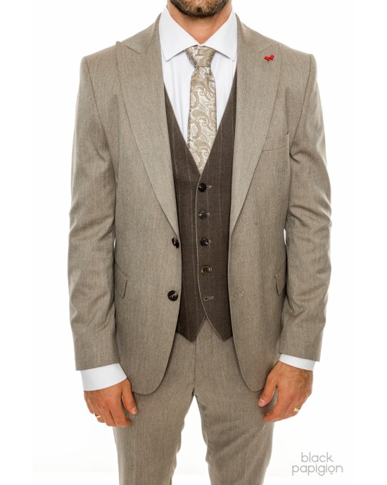 Κοστούμι Dezign μπεζ SLIM FIT