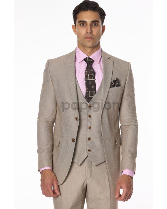 Κοστούμι Fabio Franco μπεζ SLIM FIT Κοστούμι Fabio Franco μπεζ SLIM FIT