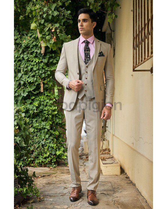 Κοστούμι Fabio Franco μπεζ SLIM FIT Κοστούμι Fabio Franco μπεζ SLIM FIT