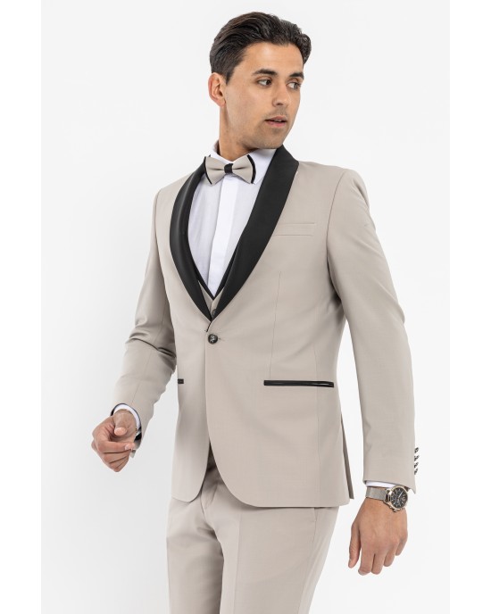 Κοστούμι 19V69 Italia Versace Abbigliamento Bruno μπεζ SLIM FIT
