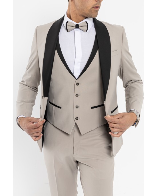 Κοστούμι 19V69 Italia Versace Abbigliamento Bruno μπεζ SLIM FIT