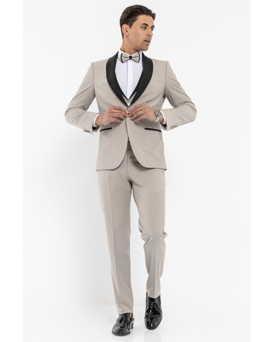 Κοστούμι 19V69 Italia Versace Abbigliamento Bruno μπεζ SLIM FIT