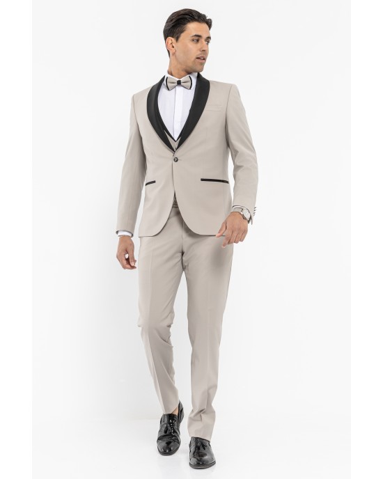 Κοστούμι 19V69 Italia Versace Abbigliamento Bruno μπεζ SLIM FIT