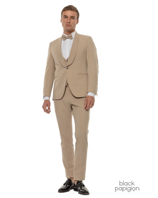 Κοστούμι 19V69 Italia Versace Abbigliamento Smoking Strech μπεζ SLIM FIT