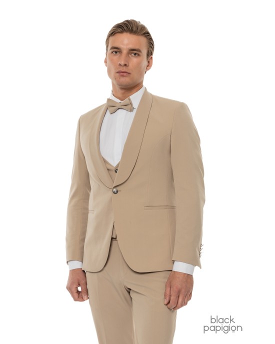 Κοστούμι 19V69 Italia Versace Abbigliamento Smoking Strech μπεζ SLIM FIT