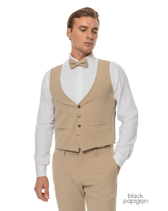 Κοστούμι 19V69 Italia Versace Abbigliamento Smoking Strech μπεζ SLIM FIT