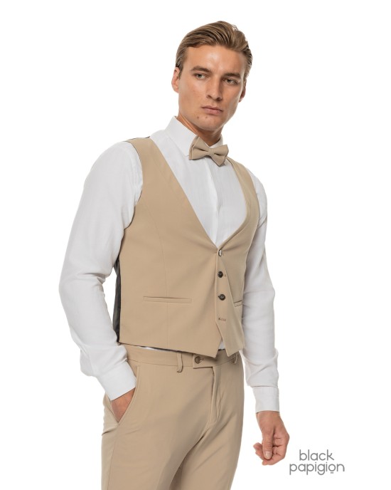 Κοστούμι 19V69 Italia Versace Abbigliamento Smoking Strech μπεζ SLIM FIT