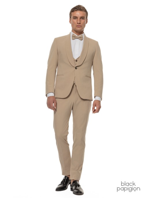 Κοστούμι 19V69 Italia Versace Abbigliamento Smoking Strech μπεζ SLIM FIT