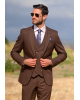 Κοστούμι Black Papigion καφέ SLIM FIT