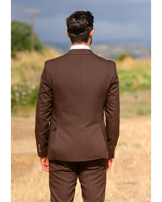 Κοστούμι Black Papigion καφέ SLIM FIT