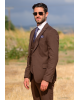 Κοστούμι Black Papigion καφέ SLIM FIT