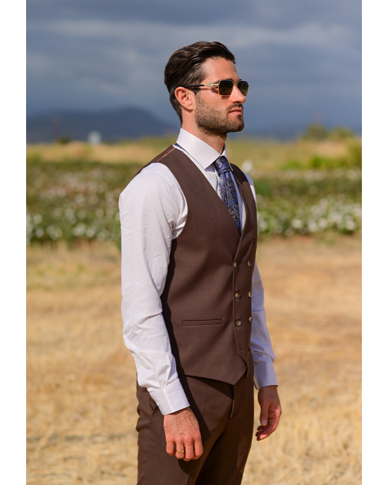 Κοστούμι Black Papigion καφέ SLIM FIT
