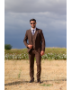Κοστούμι Black Papigion καφέ SLIM FIT