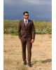 Κοστούμι Black Papigion καφέ SLIM FIT