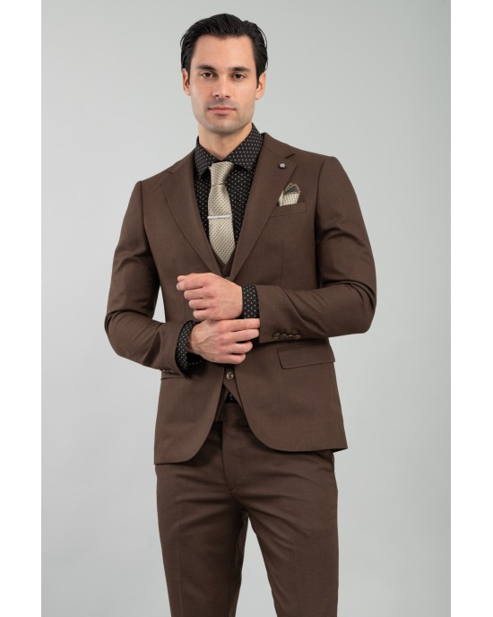 Κοστούμι Vittorio Flavio καφέ SLIM FIT