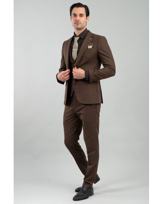 Κοστούμι Vittorio Flavio καφέ SLIM FIT