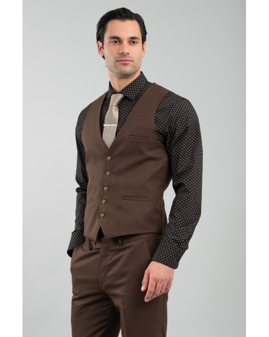 Κοστούμι Vittorio Flavio καφέ SLIM FIT
