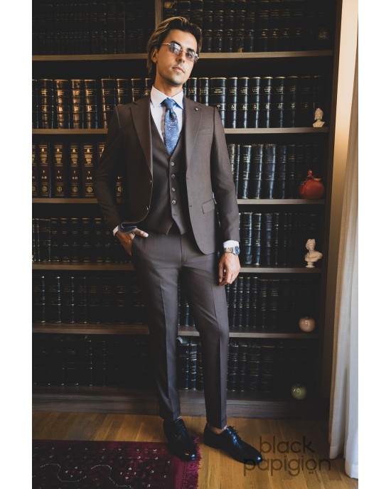 Κοστούμι Vittorio Flavio καφέ SLIM FIT
