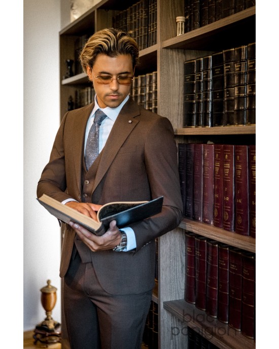 Κοστούμι Vittorio Flavio καφέ SLIM FIT
