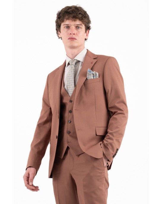 Κοστούμι Vittorio Rossi καφέ SLIM FIT