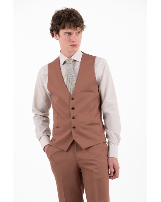 Κοστούμι Vittorio Rossi καφέ SLIM FIT
