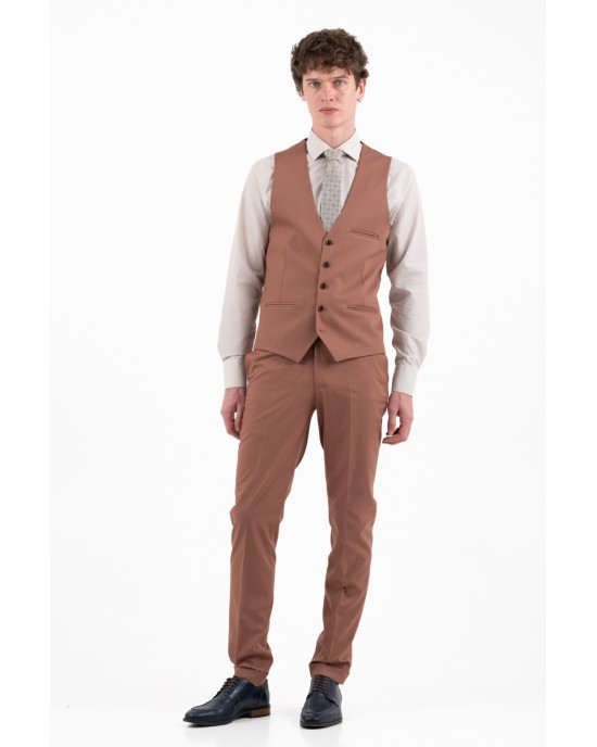 Κοστούμι Vittorio Rossi καφέ SLIM FIT