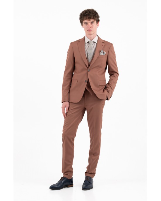 Κοστούμι Vittorio Rossi καφέ SLIM FIT