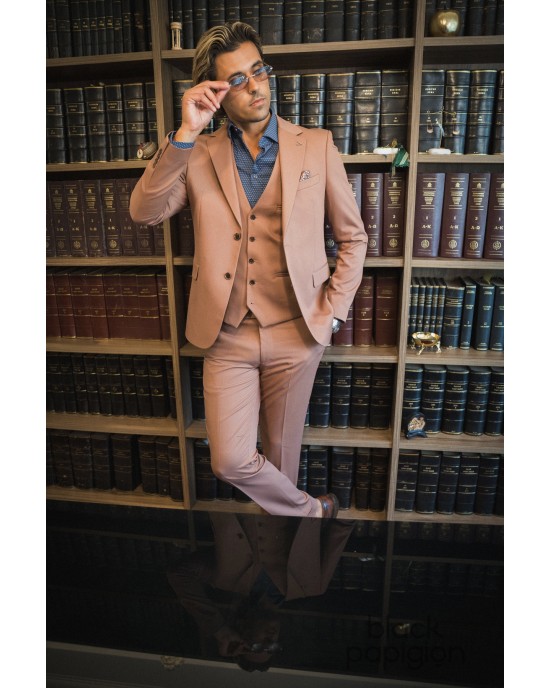 Κοστούμι Vittorio Rossi καφέ SLIM FIT