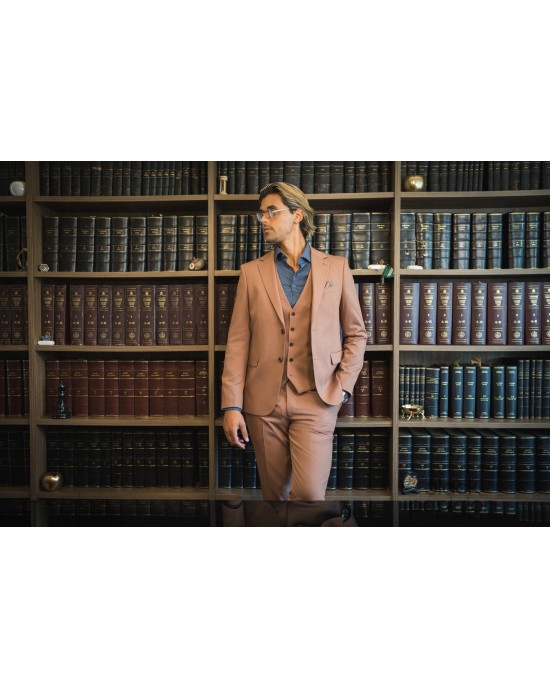 Κοστούμι Vittorio Rossi καφέ SLIM FIT
