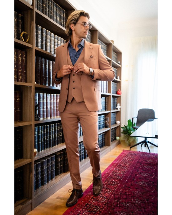 Κοστούμι Vittorio Rossi καφέ SLIM FIT