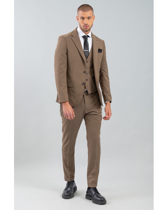 Κοστούμι Vittorio Alesio καφέ SLIM FIT