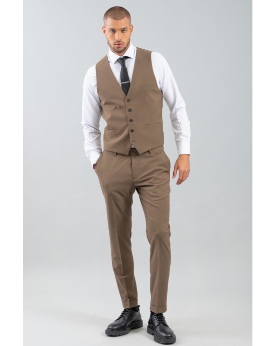 Κοστούμι Vittorio Alesio καφέ SLIM FIT