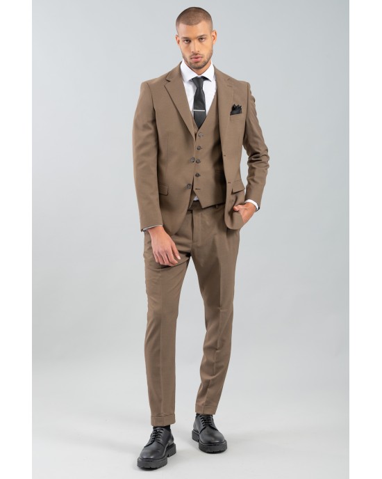 Κοστούμι Vittorio Alesio καφέ SLIM FIT