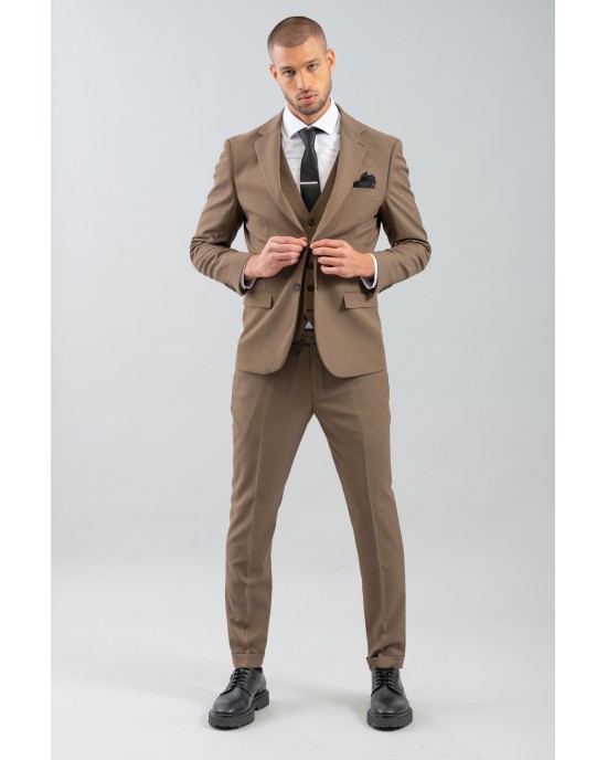 Κοστούμι Vittorio Alesio καφέ SLIM FIT